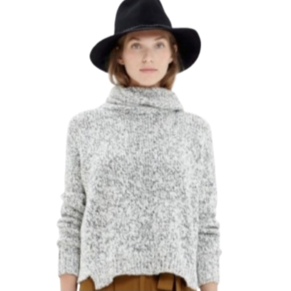 Madewell Sweaters - Madewell Marled Black & Cream Turtleneck Sweater Size S Wool Blend Comfortable